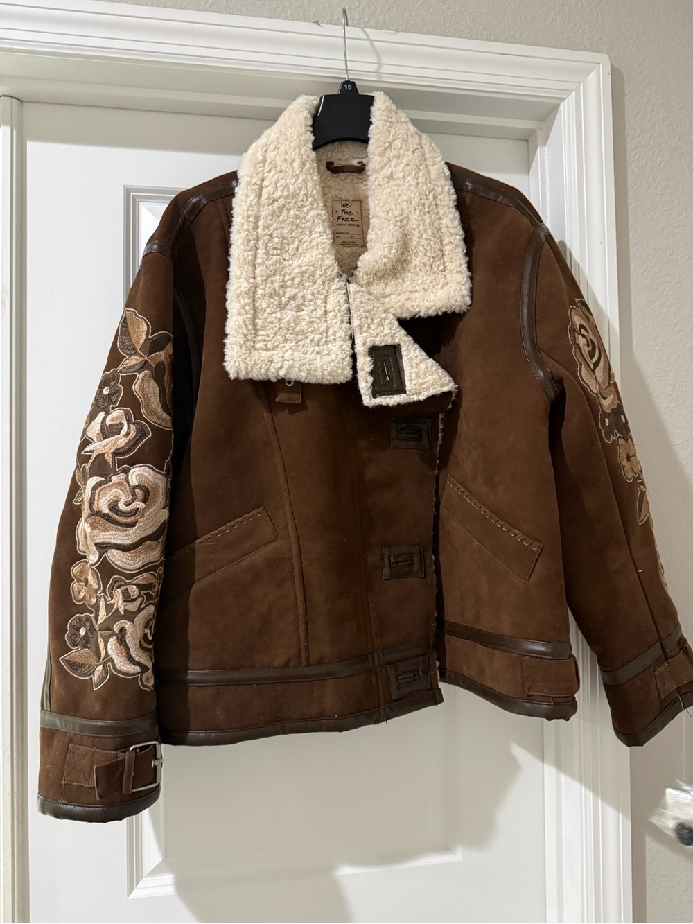 Free People We The Free Andies Moto Jacket – Vegan Leather Sherpa Lined